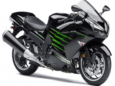 Carénages Moto Kawasaki ZX14R ZZR1400 2012-2024 - Noir Brillant Noir Mat Vert