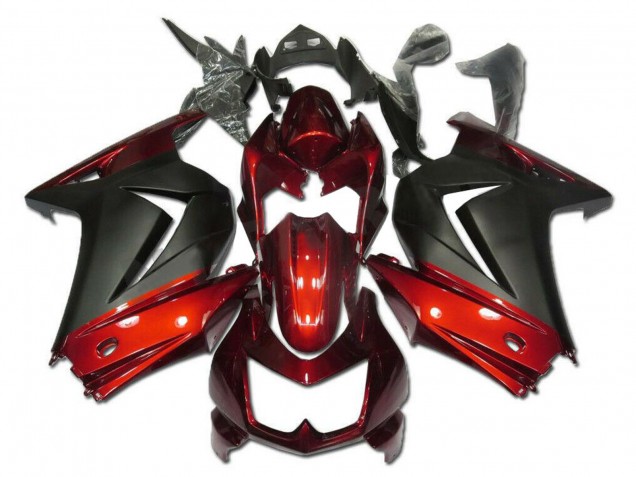 Carénages Moto Kawasaki EX250 2008-2012 - Rouge Noir Mat