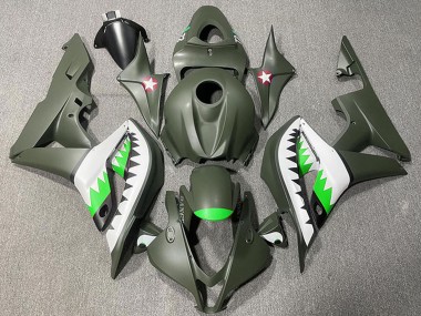 Carénages Moto Honda CBR600RR 2007-2008 - Vert Armée Blanc Vert Requin