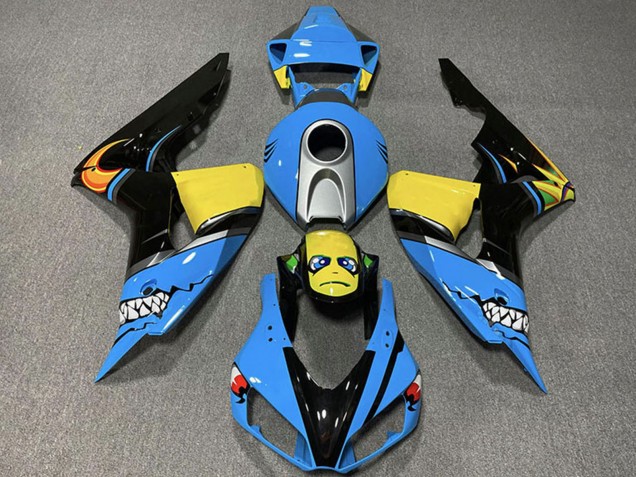 Carénages Moto Honda CBR1000RR 2006-2007 - Bleu Clair Jaune Argent Noir Brillant Requin