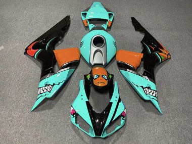 Carénages Moto Honda CBR1000RR 2006-2007 - Cyan Bleu Orange Noir Brillant Requin