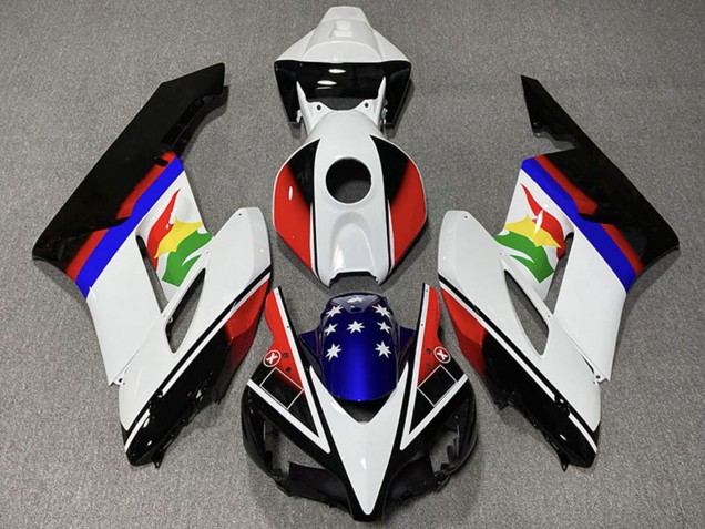 Carénages Moto Honda CBR1000RR 2004-2005 - Blanc Rouge Bleu Noir Brillant Étoile
