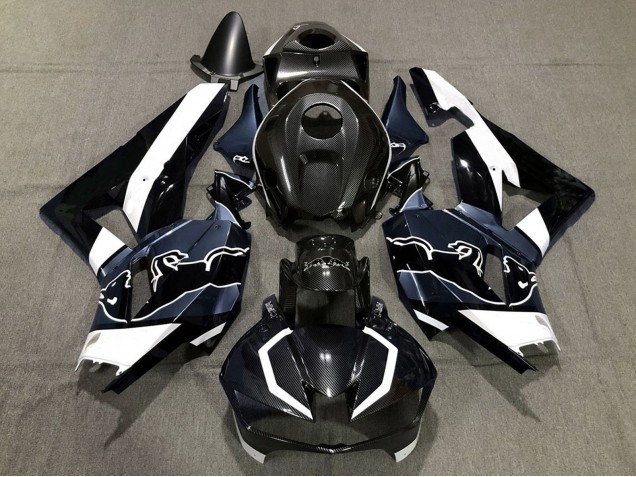 Carénages Moto Honda CBR600RR 2013-2023 - Noir Fibre de Carbone Blanc Bleu Taureau