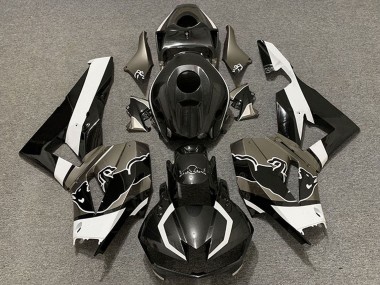Carénages Moto Honda CBR600RR 2013-2023 - Noir Fibre de Carbone Blanc Taureau