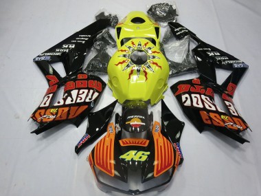 Carénages Moto Honda CBR600RR 2013-2026 - Jaune Orange Noir Brillant Rossi 46