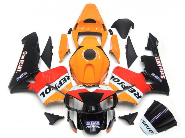Carénages Moto Honda CBR600RR 2003-2004 - Orange Blanc Rouge Noir Brillant One Heart Repsol