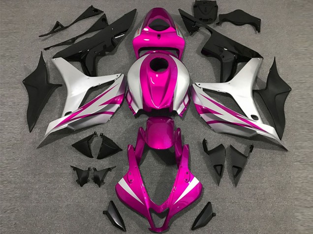 Carénages Moto Honda CBR600RR 2007-2008 - Argent Rose Noir Brillant OEM Style