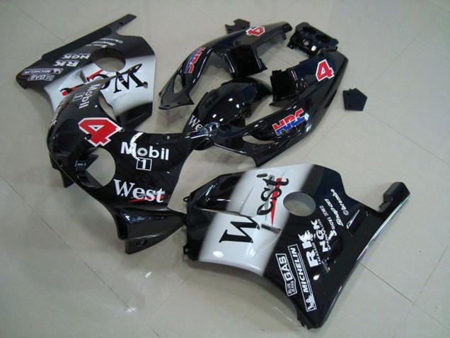 Carénages Moto Honda CBR250RR 1990-1998 - Noir Brillant Blanc West Mobil