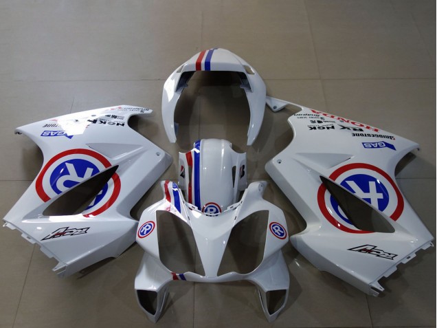 Carénages Moto Honda VFR 800 2002-2013 - Blanc Bleu Rouge Personnalisé R