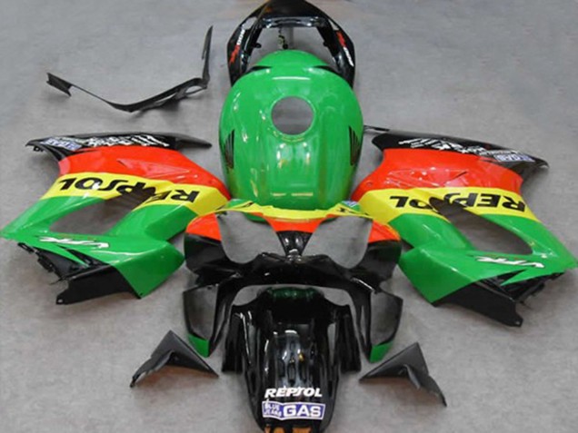 Carénages Moto Honda VFR 800 2002-2013 - Vert Jaune Rouge Noir Repsol