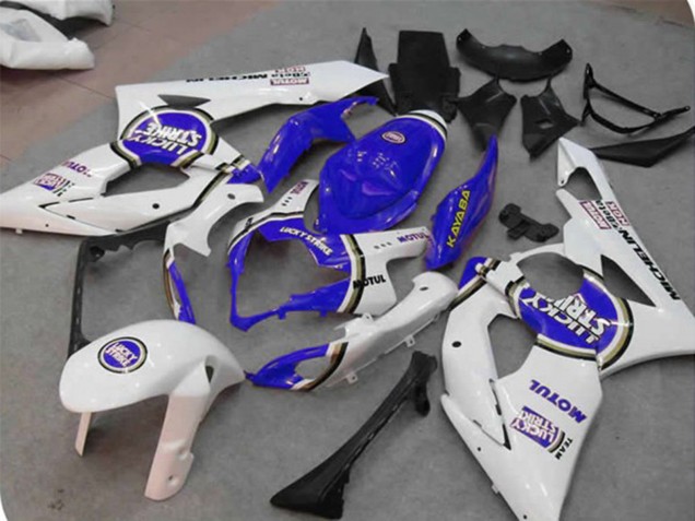 Carénages Moto Suzuki GSXR 1000 2005-2006 - Blanc Bleu Lucky Strike