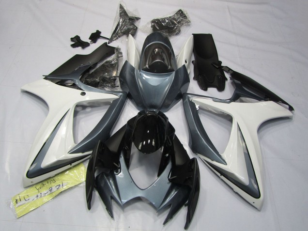 Carénages Moto Suzuki GSXR 600 / GSXR 750 2006-2007 - Blanc Gris Noir Brillant