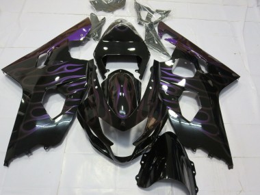 Carénages Moto Suzuki GSXR 600 / GSXR 750 2004-2005 - Noir Brillant Violet Flamme