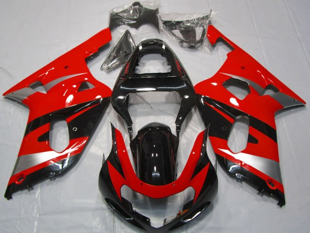 Carénages Moto Suzuki GSXR 600 / GSXR 750 2001-2003 - Rouge Argent Noir Brillant OEM Style