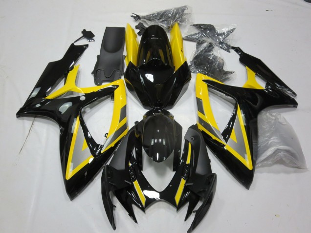 Carénages Moto Suzuki GSXR 600 / GSXR 750 2006-2007 - Jaune Argent Noir Brillant