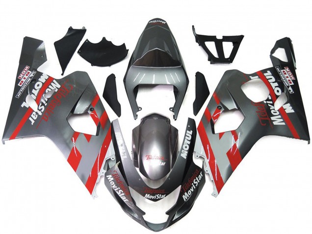 Carénages Moto Suzuki GSXR 600 / GSXR 750 2004-2005 - Argent Rouge MoviStar