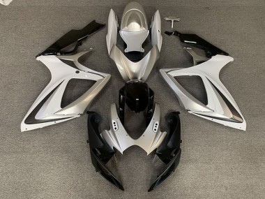 Carénages Moto Suzuki GSXR 600 / GSXR 750 2006-2007 - Argent Blanc Noir Brillant OEM Style