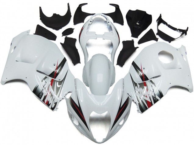 Carénages Moto Suzuki GSXR 1300 1996-2007 - Blanc Brillant Argent Style