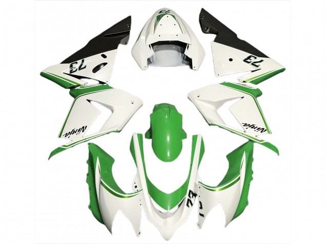 Carénages Moto Kawasaki ZX10R 2004-2005 - Blanc Brillant Vert