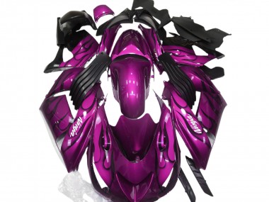 Carénage Moto Kawasaki ZX14R 2006-2011 - Violet Noir Flamme Blanc Ninja