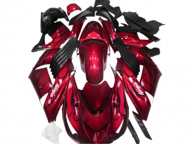 Carénages Moto Kawasaki ZX14R 2006-2011 - Rouge Noir Flamme Blanc Ninja
