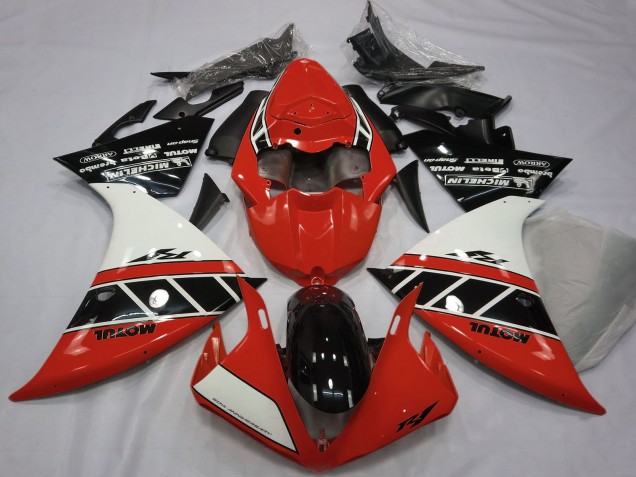 Carénages Moto Yamaha R1 2012-2014 - Rouge Blanc Noir Brillant