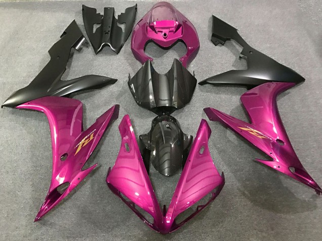Carénages Moto Yamaha R1 2004-2006 - Rose Vif Fibre de Carbone Style
