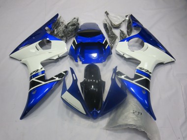 Carénages Moto Yamaha R6 2005 - Bleu Blanc Noir Brillant