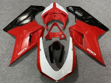 Carénages Moto Ducati 1098 2007-2014 - Blanc Rouge Noir