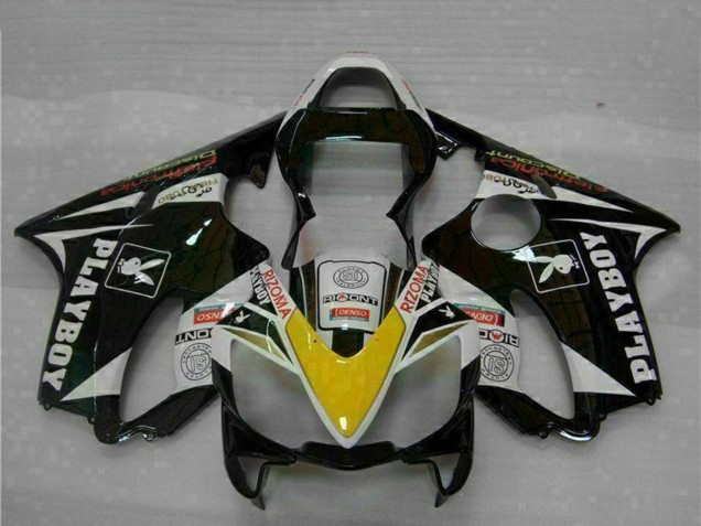 Carénages Moto Honda CBR600 F4i 2001-2003 - Blanc Jaune Noir Brillant Playboy