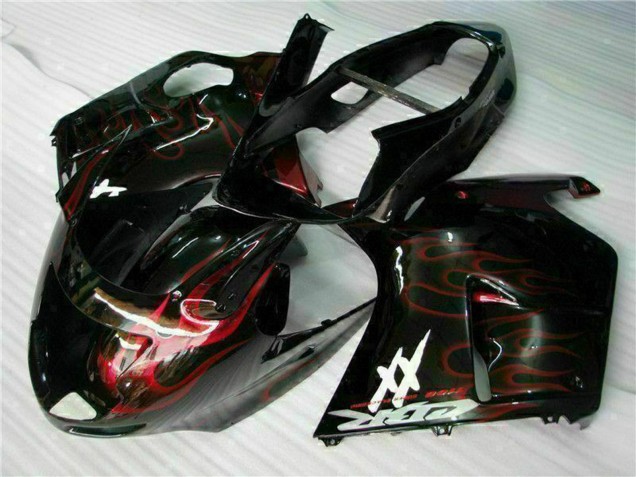 Carénage Moto ABS Honda CBR1100XX Blackbird 1996-2007 - Noir Brillant Rouge Flamme