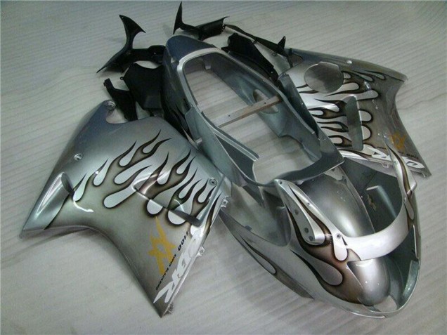 Carénage Moto Honda CBR1100XX Blackbird 1996-2007 - Argent Noir Flamme