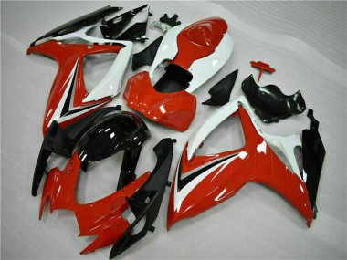 Carénages Moto Suzuki GSXR 600/750 2006-2007 - Blanc Rouge Noir Brillant Bande