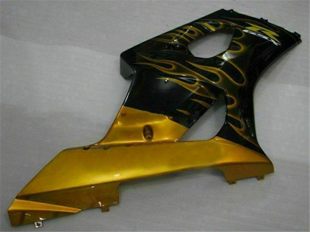 Carénages Moto Suzuki GSXR 1000 2003-2004 - Noir Brillant Or Flamme