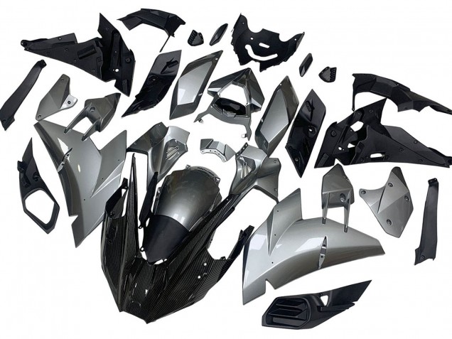 Carénages Moto Kawasaki Ninja H2 2015-2022 - Argent Noir Fibre de Carbone