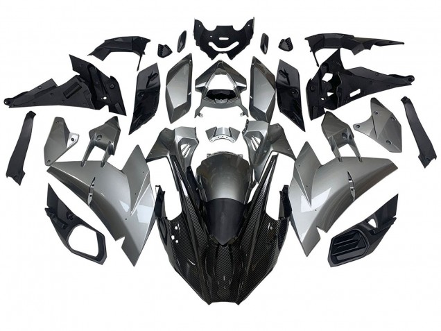 Carénages Moto Kawasaki Ninja H2 2015-2022 - Argent Noir Fibre de Carbone