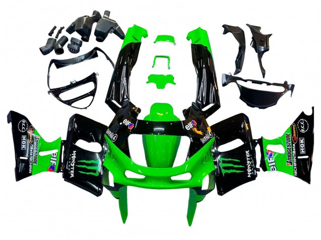 Carénages Moto Kawasaki ZZR600 1998-2003 - Vert Noir Monstre Elf