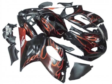 Carénages Moto Yamaha YZF600R Thundercat 1996-2007 - Noir Orange Foncé Flamme