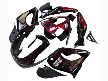Carénages Moto Yamaha YZF 1000R Thundecourses 1997-2007 - Noir Rouge Foncé Flamme