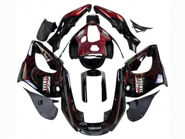 Carénages Moto Yamaha YZF 1000R Thundecourses 1997-2007 - Noir Rouge Foncé Flamme