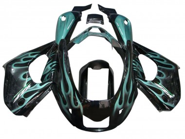 Carénages Moto Yamaha YZF 1000R Thundecourses 1997-2007 - Noir Brillant Bleu Flamme