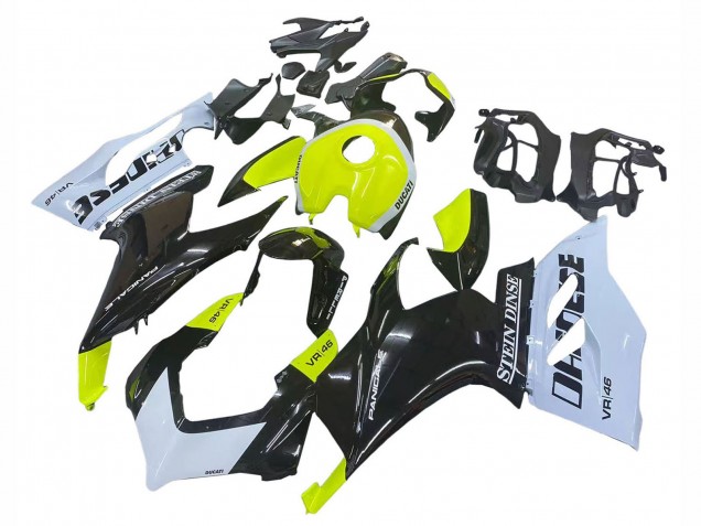 Carénages Moto Ducati Panigale V2 2020-2024 - Blanc Vert Citron Noir Brillant Stein Dinse VR 46