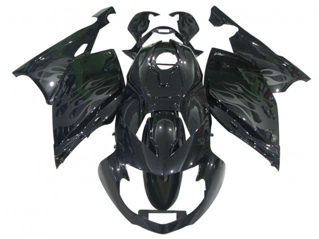 Carénages Moto BMW K1200S 2005-2010 - Noir Brillant Gris Flamme