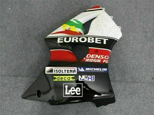 Carénages Moto Kawasaki ZX6R 2000-2002 - Blanc Rouge Jaune Vert Noir Brillant Étoile EuroBet