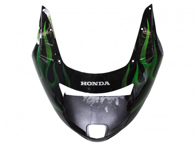Carénage Moto Honda CBR1100XX Blackbird 1996-2007 - Noir Brillant Vert Flamme