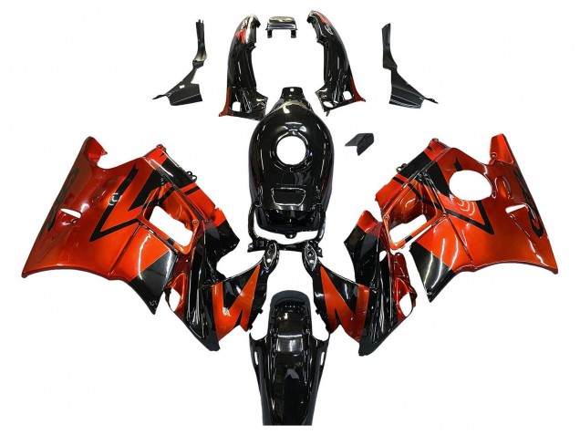 Carénages Moto Honda CBR600 F2 1991-1994 - Orange Noir Brillant