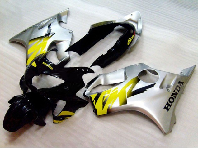 Carénages Moto Honda CBR600 F4 1999-2000 - Argent Jaune Noir Brillant