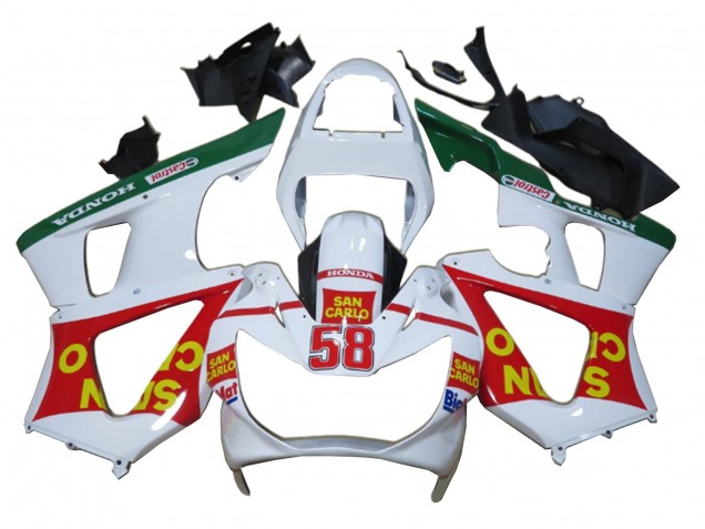 Carénages Moto Honda CBR900RR 929 2000-2001 - Blanc Rouge Vert Castrol San Carlo