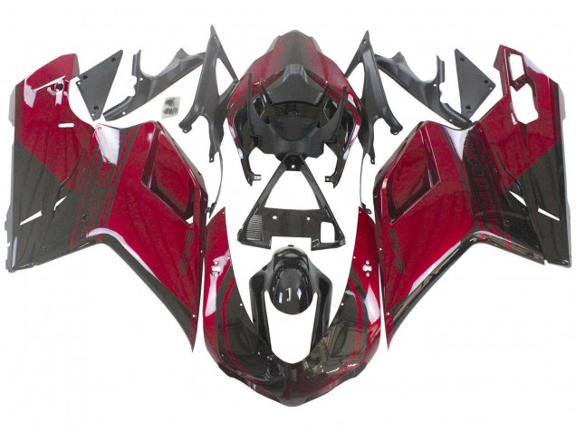 Carénage Moto Ducati 848 2007-2014 - Rouge Noir Brillant