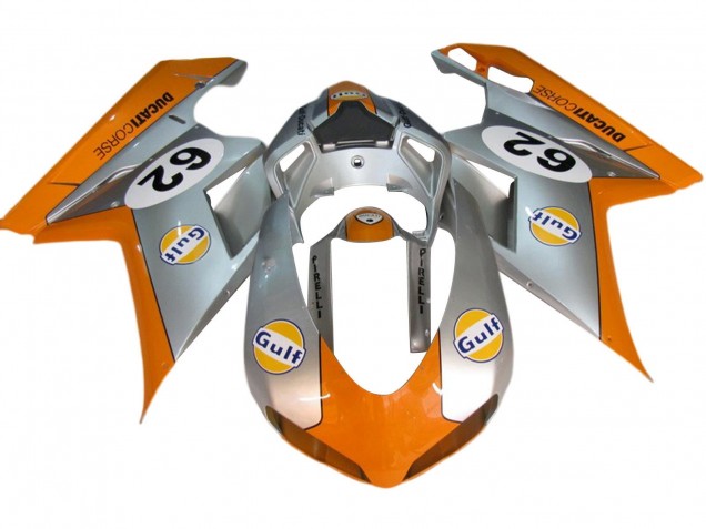 Carénages Moto Ducati 848/1098/1198 2007-2014 - Argent Orange Gulf 62